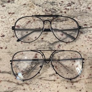 2 Pair Clear Lens, Black Frame Fashion Glasses
